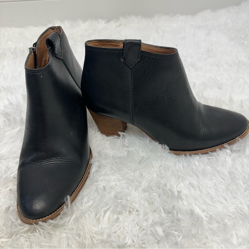 Madewell Black Leather Billie Ankle Boots Booties w/side zipper Sz.8.5